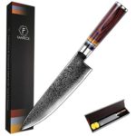 [8 Inch]Chef Knife,FANTECK Kitchen Knife VG10 Damascus Professional Sharp High Carbon Stainless Steel 67-Layer Meat Sushi Fruit Cutting Gyuto Chef Knife[Gift Box]Ergonomic Pakkawood Handle-Acrylic Rim
