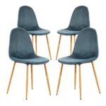 Teraves Dining Chairs Set of 4,Pu/Velvet Kitchen Seat Chair with Metal Legs for Home Lounge Living Room