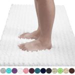 Yimobra Original Luxury Shaggy Bath Mat, Soft and Cozy, Super Absorbent Water, Non-Slip, Machine-Washable, Thick Modern for Bathroom Bedroom (44.1 X 24 Inch, Bright White)