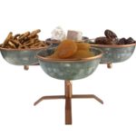 Galrose APPETIZER DISHES CONDIMENT BOWLS – 4 Galvanized Iron Entertaining SERVING DISHES on Stand CHIP and DIP SERVING SET for Parties SNACK BOWLS CANDY DISH 6th Wedding Anniversary Gifts for Her