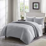 Comfort Spaces Kienna 3 Piece Quilt Coverlet Bedspread Ultra Soft Hypoallergenic Microfiber Stitched Bedding Set, Full/Queen, Gray