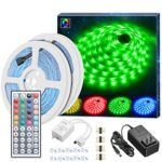 Led Strip Lights Kit, MINGER 32.8Ft RGB Light Strip with Remote, Controller Box and Support Clips Ideal for Room, Bedroom, Home, Kitchen Cabinet, Party Decoration 12V/3A Power Supply, Non-Waterproof