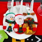 3pcs Christmas Xmas Decor Santa Snowman Kitchen Tableware Holder Pocket Dinner Cutlery Bag