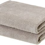 AmazonBasics Quick-Dry Bath Towels, 100% Cotton, Set of 2, Platinum