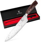 Kitchenel 8 inch chef knife – Pro high carbon stainless steel kitchen knife with a gift case – Very sharp German chef’s knife for professional cutting and slicing – Essential for gourmet cooking