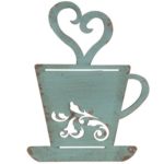 Turquoise Metal Coffee Cup Wall Kitchen/Home Decor