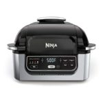 Ninja Foodi 5-in-1 4-qt. Air Fryer, Roast, Bake, Dehydrate Indoor Electric Grill (AG301), 10″ x 10″, Black and Silver