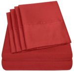 King Size Bed Sheets – 6 Piece 1500 Thread Count Fine Brushed Microfiber Deep Pocket King Sheet Set Bedding – 2 Extra Pillow Cases, Great Value, King, Samba Red