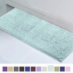ITSOFT Non Slip Shaggy Chenille Soft Microfibers Runner Large Bath Mat for Bathroom Rug Water Absorbent Carpet, Machine Washable, 21 x 59 Inches Spa Blue