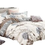 Swanson Beddings Daisy Silhouette Reversible Floral Print 5-Piece 100% Cotton Bedding Set: Duvet Cover, Two Pillowcases and Two Pillow Shams (King)