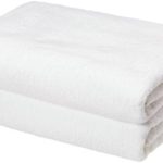 AmazonBasics Quick-Dry Bath Towels, 100% Cotton, Set of 2, White
