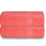 GLAMBURG Premium Cotton Oversized 2 Pack Bath Sheet 35×70-100% Pure Cotton – Ideal for Everyday use – Ultra Soft & Highly Absorbent – Machine Washable – Coral Living
