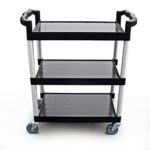 New Star Foodservice 54538 250-Pound Plastic 3-Tier Utility Bus Cart with Locking Casters, 32 by 16 by 38-Inch, Black