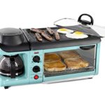 Nostalgia BST3AQ Retro 3-in-1 Family Size Electric Breakfast Station, Coffeemaker, Griddle, Toaster Oven, Aqua