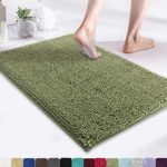 MAYSHINE 17×24 Inches Non-Slip Bathroom Rug Shag Shower Mat Machine Washable Bath Mats with Water Absorbent Soft Microfibers of Sage Green