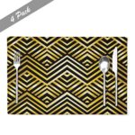 Soopat Art Placemat,Abstract Geometric Pattern Art Deco Style Wallpaper Great Angle 18 X 12 Inches Set of 4 Place Mats for Dining Table Decor,Abstract Geometric 07