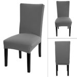 Fuloon 6 Pack Super Fit Stretch Removable Washable Short Dining Chair Protector Cover Seat Slipcover for Hotel,Dining Room,Ceremony,Banquet Wedding Party (Gray)