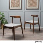 Christopher Knight Home Francie Fabric with Walnut Finish Dining Chairs, 2-Pcs Set, Dark Beige / Walnut