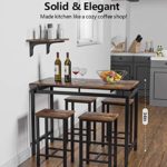 MIERES 5 Pieces Kitchen Table Set, Wood Dining Table Set for 4, Wood Elegant Pub Height Table Kitchen Dining Table Set for Kitchen/Living Room Occasions/Dining Room/Bar, Rustic Brown/Height 34.7″
