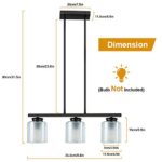 DLLT 3-Light Pendant Light Fixture, Metal Kitchen Island Lighting with Glass Shade, Industrial Farmhouse Flush Mount Ceiling Hanging Light for Dining Room, Foyer, Restaurant, Bar, E26 Base