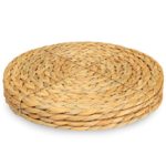 CENBOSS Beautiful Woven Placemats Round Placemats for Dining Table (Natural, 14.5″ Set of 4)