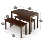 Zinus Juliet Espresso Wood Dining Table with Two Benches / 3 Piece Set