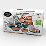 Gotham Steel Cookware + Bakeware Set with Nonstick Durable Ceramic Copper Coating – Includes Skillets, Stock Pots, Deep Square Fry Basket, Cookie Sheet and Baking Pans, 20 Piece, Turquoise