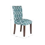 HomePop Parsons Classic Upholstered Accent Dining Chair, Set of 2, Teal and Cream Geometric