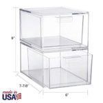 STORi Audrey Stackable Cosmetic Organizer Drawers 4-1/2″ Tall | set of 2 Clear