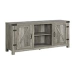 Walker Edison Furniture Company Farmhouse Barn Wood Universal Stand for TV’s up to 64″ Flat Screen Living Room Storage Cabinet Doors and Shelves Entertainment Center, 58 Inch, Grey Wash