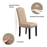 Yaheetech Dining Chairs Dining Room Chairs Living Room Chairs with Rubber Wood Legs and Non-woven Fabric, Wedding, Hotel, Restaurants, Kitchen, Hall, Side Chairs with Nailhead Trim, Set of 6, Khaki