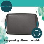 Rachael Ray Bakeware Nonstick Cookie Pan Set, 3-Piece, Gray with Agave Blue Grips