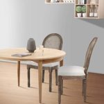 CangLong Farmhouse Dining Room Chairs, Rattan Back, Beige