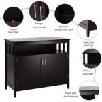 Costzon Kitchen Storage Sideboard Dining Buffet Server Cabinet Cupboard, Free Standing Storage Chest with 2 Level Cabinets and Open Shelf, Adjustable Middle Shelf for Home, Dining Room (Brown)