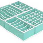 Simple Houseware Closet Underwear Organizer Drawer Divider 4 Set, Turquoise