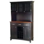 Buffet of Buffets Black with Cottage Oak Wood Top with Hutch by Home Styles, Large Server with Cottage Oak Wood Top & Hutch