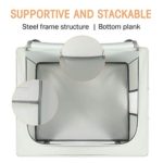 HOUSE AGAIN 3 Pcs Clothes Storage Bags Stackable Storage Boxes/Containers, Durable Handles Solid Bottom with Metal Frame for Clothes, Beddings – Clear Window with Label Holder and Zipper/Small, Grey