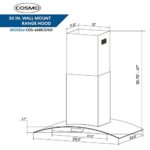 Cosmo 668ICS750 30 in. Island Mount Range Hood with 380 CFM, Soft Touch Controls, Permanent Filters, LED Lights, Tempered Glass Visor in Stainless Steel