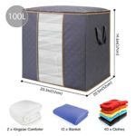 WISELIFE Storage Bags 100L 3-Pack Large Blanket Clothes Organization and Storage Containers for Bedding, Comforters, Foldable Organizer with Reinforced Handle, Clear Window, Sturdy Zippers, Grey