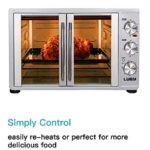 Luby Large Toaster Oven Countertop French Door Designed, 18 Slices, 14” pizza, 20lb Turkey, Silver