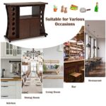 Giantex Buffet Server, Rolling Sideboard, Wood Credenza, Console Table, 12 Wine Bottle Rack, 4 Glass Holder, Kitchen Dining Room Cupboard, Pantry Wine Cabinet (Coffee Brown)