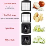 Fullstar Vegetable Chopper – Spiralizer Vegetable Slicer – Onion Chopper with Container – Pro Food Chopper – Black Slicer Dicer Cutter – 4 Blades