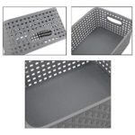 Teyyvn Plastic Storage Basket, 10.03″ x 7.59″ x 4.09″, Pack of 6, Gray