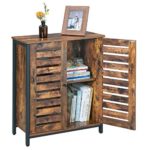 VASAGLE LOWELL Standing Cabinet, Storage Cabinet, Cupboard, Accent Side Cabinet, Sideboard with Louvered Doors, Multifunctional in Living Room, Bedroom, Hallway, Industrial, Rustic Brown ULSC78BX