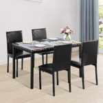 Hooseng 5 Piece Faux Marble Dining Set, Table and Chairs for 4, Perfect for Bar, Kitchen, Breakfast Nook, Living Room, Black