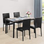 Faux Marble Dining Set for Small Spaces Kitchen 4 Table with Chairs Home Furniture, Black