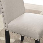 Roundhill Furniture Biony Tan Fabric Dining Chairs with Nailhead Trim, Set of 2