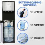 Igloo IWCBL353CRHBKS Steel Hot, Cold & Room Water Cooler Dispenser, Holds 3 & 5 Gallon Bottles, 3 Temperature Spouts, No Lift Bottom Loading, Child Safety Lock, Black/Stainless