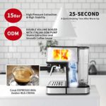 Espresso Machines 15 Bar Cappuccino Machine with Adjustable Milk Frother for Espresso, Latte and Mocha, 1.5L Removable Water Tank, Double Temperature Control System, For Home Barista, Black, 1100W