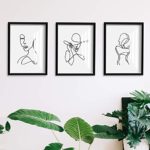 ArtbyHannah Framed Minimalist Line Wall Art Decor Abstract Woman’s Body Shape Picture Frame Collage Set Modern Poster Print Artwork for Home Bedroom Decoration (12 x16 Inch, 3 pieces?
